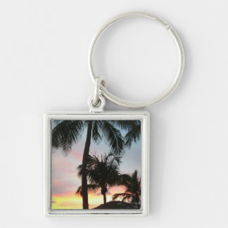 Sunset Palms Tropical Landscape Photography Key Ring