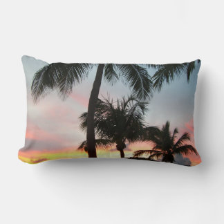 Sunset Palms Tropical Landscape Photography Lumbar Cushion