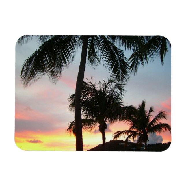 Sunset Palms Tropical Landscape Photography Magnet (Horizontal)