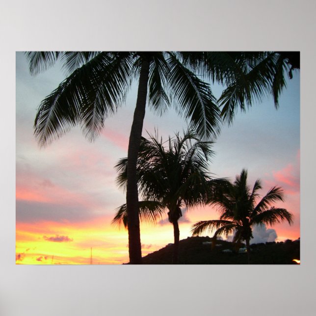 Sunset Palms Tropical Landscape Photography Poster (Front)