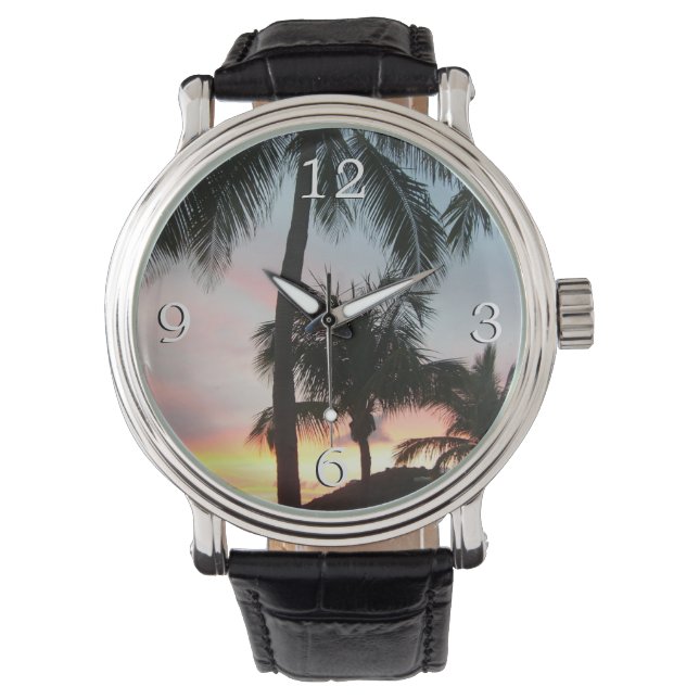 Sunset Palms Tropical Landscape Photography Watch (Front)