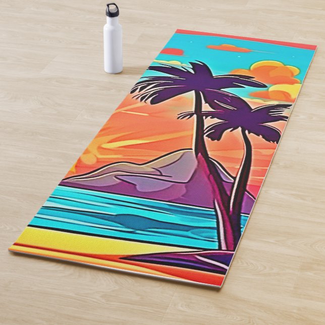 Sunset Palms: Tropical View Yoga Mat (In Situ)