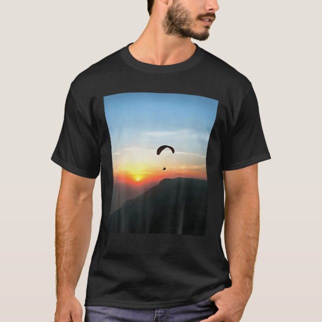 Sunset Paraglide Wanderlust Extreme Sport Art T-Shirt (Front)