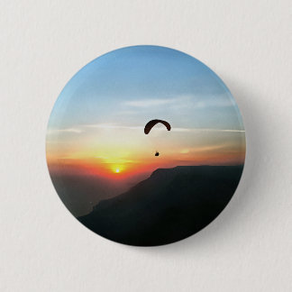 Sunset Paraglide Wanderlust Extreme Sports Art 6 Cm Round Badge