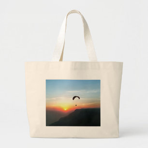 Sunset Paraglide Wanderlust Extreme Sports Art Large Tote Bag
