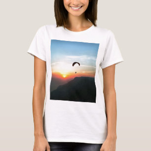 Sunset Paraglide Wanderlust Extreme Sports Art T-Shirt