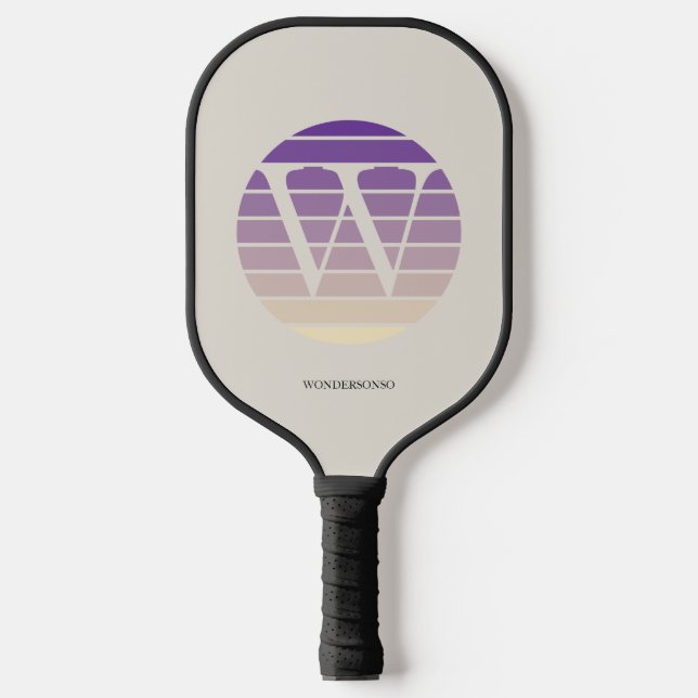 Sunset Pastel Monogram Personalized Pickleball Paddle (Front)