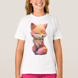 Sunset Pastel Sculpted Whimsical Fox Kids T-Shirt