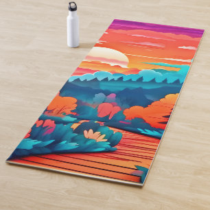 Sunset Path Through Autumn Forest Yoga Mat