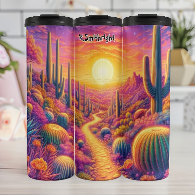 Sunset Path Through Colourful Desert Thermal Tumbler (Creator Uploaded)