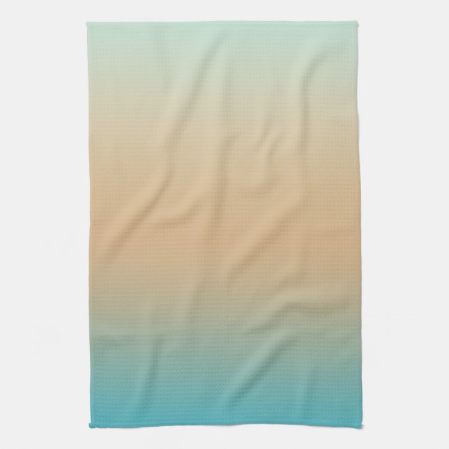 Sunset Peach Aqua Ombre Tea Towel (Vertical)