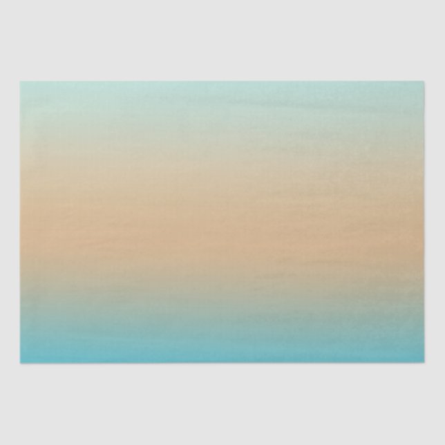 Sunset Peach Aqua Ombre Tissue Paper (Front)