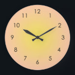 Sunset Peach Yellow Gradient Ombre  Large Clock<br><div class="desc">Beautiful digital watercolor Peach Yellow gradient ombre design. Gradient summer gifts.</div>