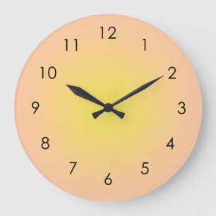 Sunset Peach Yellow Gradient Ombre Large Clock