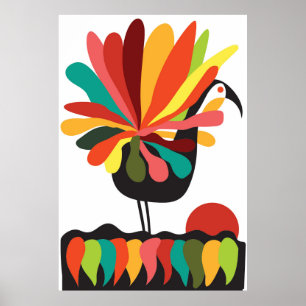 sunset peacock poster