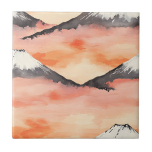 Sunset Peaks – Golden Mountain Dreamscape (10) Tile