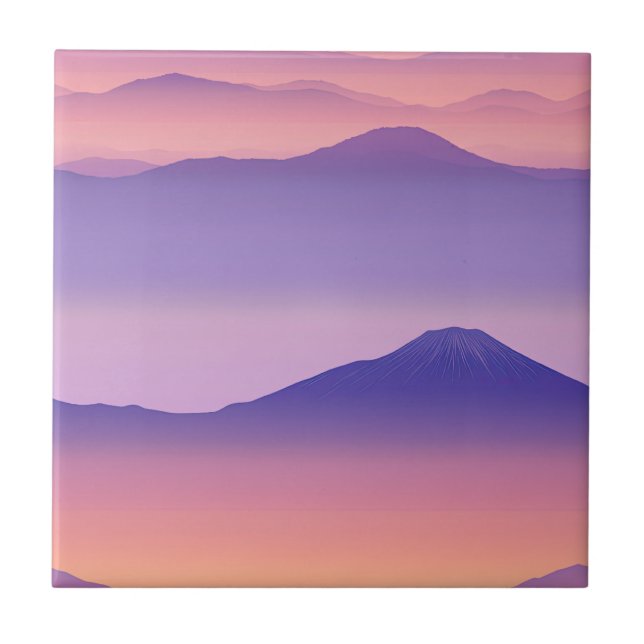 Sunset Peaks – Golden Mountain Dreamscape (2) Tile (Front)