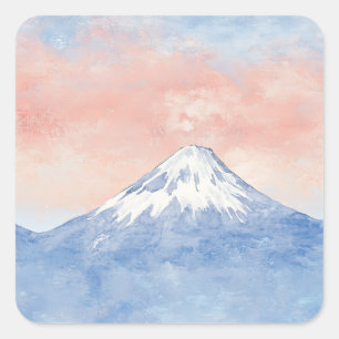 Sunset Peaks – Golden Mountain Dreamscape Square Sticker