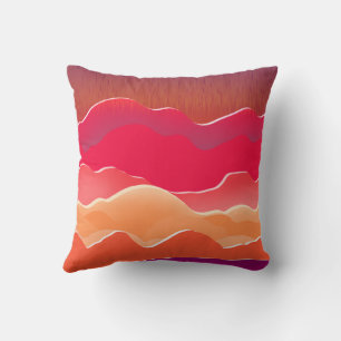Sunset Peaks Modern Paper Collage Art Cushion