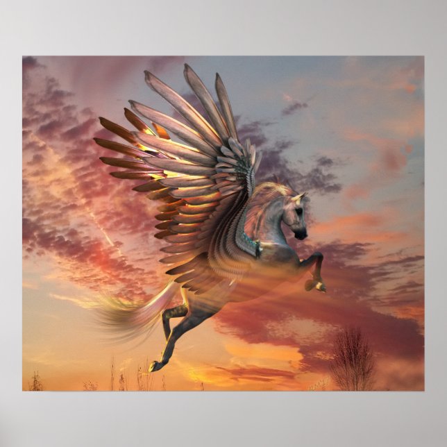 Sunset Pegasus 24"x20" Value Poster , pick options (Front)