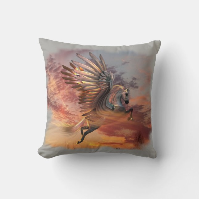 Sunset Pegasus Throw Pillow 16" x 16" pick colour (Front)
