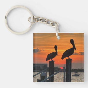 Sunset & Pelicans Magnet Key Ring