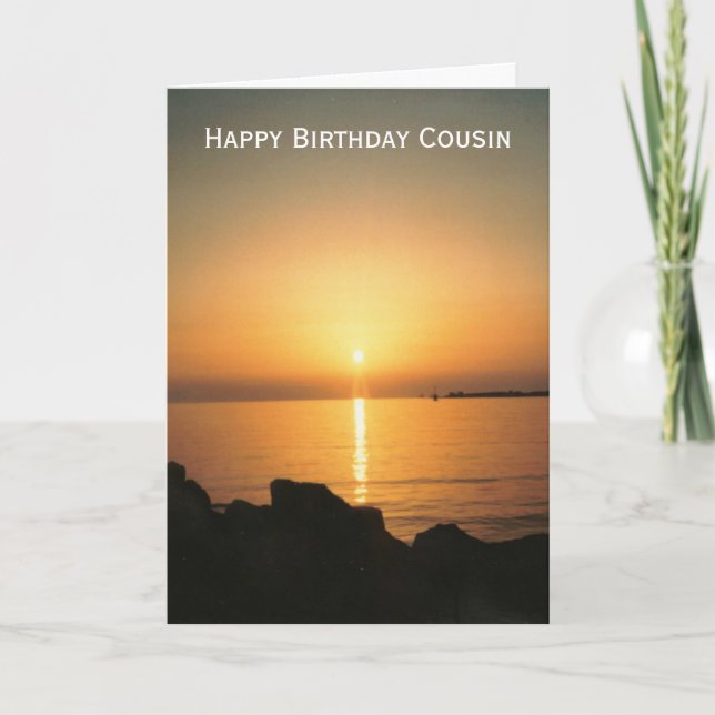 Sunset Personalised Cousin Birthday Card (Front)