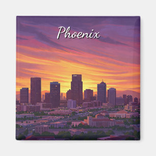 Sunset Phoenix Skyline Arizona Travel Magnet