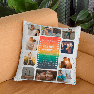 Sunset Photo Collage Mr and Mrs 20th Anniversary Cushion