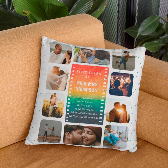 Sunset Photo Collage Mr and Mrs 50th Anniversary Cushion (Creator Uploaded)