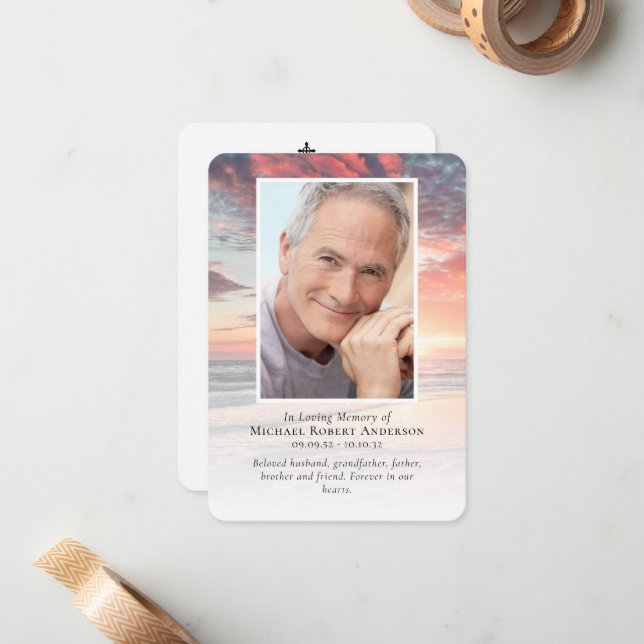 Sunset Photo Memorial Prayer Card (Front/Back In Situ)