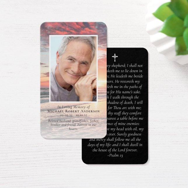 Sunset Photo Memorial Prayer Card (Desk)