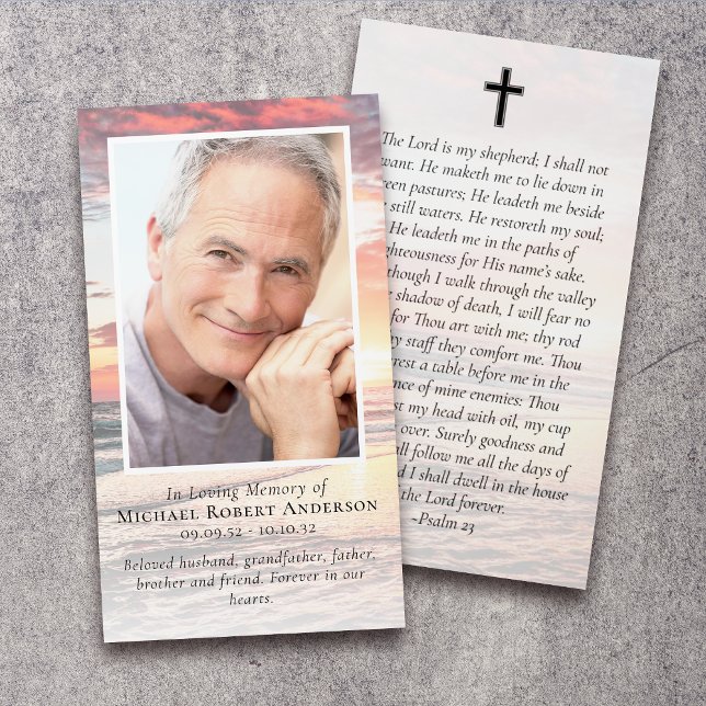 Sunset Photo Memorial Prayer Card (Creator Uploaded)