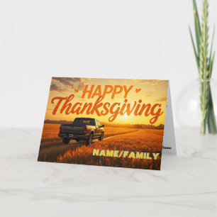 Sunset Pickup Truck – Happy Thanksgiving Holiday Card