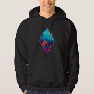 Sunset Pine Tree Women Camping Retro Sun Print Hoodie