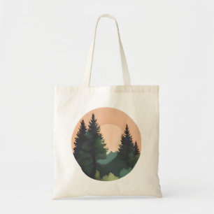 Sunset Pines – Tranquil Mountain Landscape Art Tote Bag
