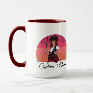 Sunset Pink Girl Pirate Mug