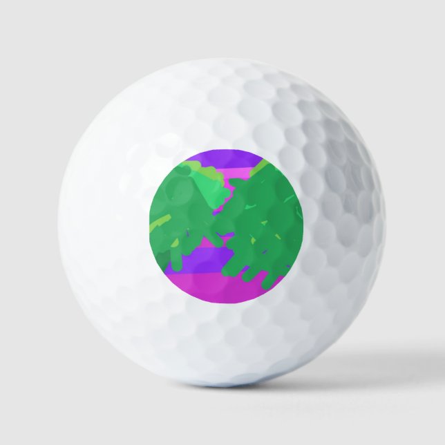 Sunset Pink Purple Green Tree Golf Balls (Front)