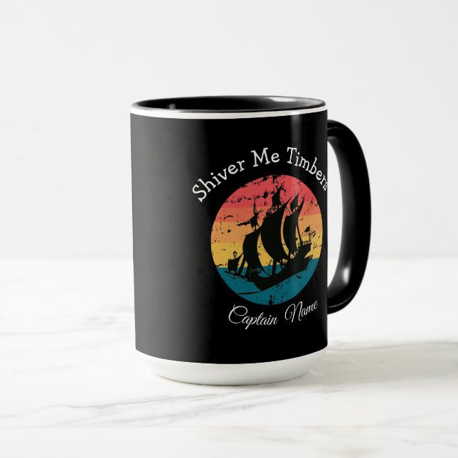 Sunset  Pirate Party Ship Mug (Front Right)