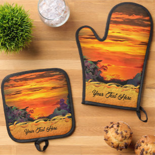 Sunset Plaza Marina 2584 Oven Mitt & Pot Holder Set