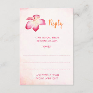 Sunset Plumeria Wedding Reply Cards