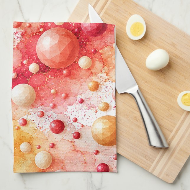 Sunset Poly Bubbles  Tea Towel (Quarter Fold)