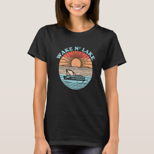 Sunset Pontoon Wake N' Lake Fishing Camping Outdoo T-Shirt
