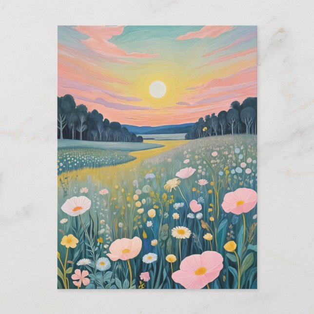 Sunset Poppies Holiday Postcard (Front)