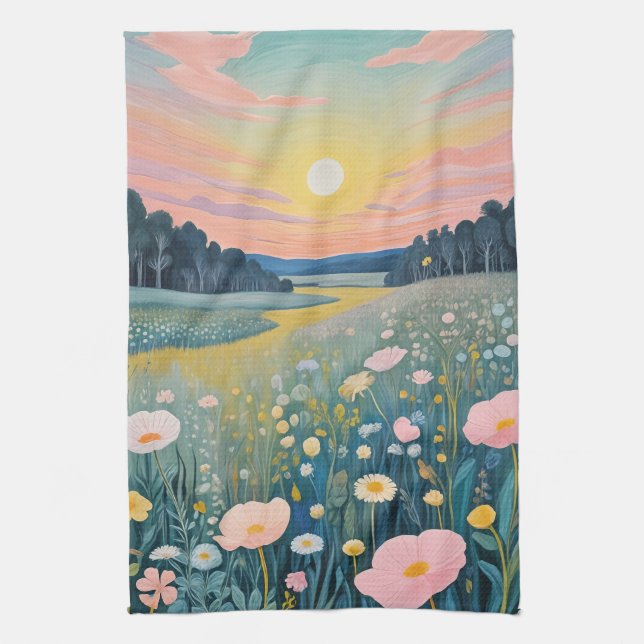 Sunset Poppies Tea Towel (Vertical)