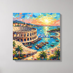 Sunset Pula Arena Seaside Escape Canvas Art
