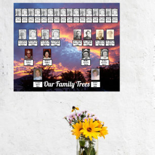 Sunset Purple Gold Photo Two Family Trees Poster