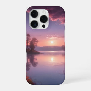 Sunset Purple Lake Landscape Three iPhone 16 Pro Case