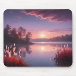 Sunset Purple Lake Landscape Three Mouse Pad