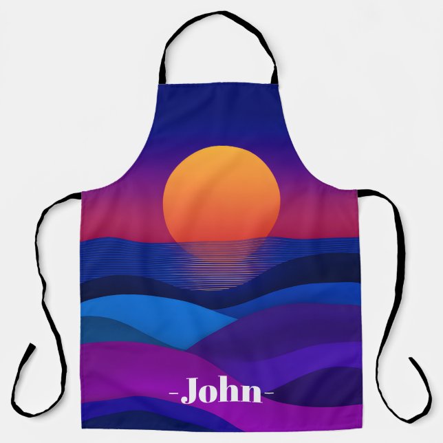 Sunset Purple & Royal Blue Custom Name Apron (Front)